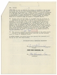 Moe Howard Signed Agreement From January 1963 for The Three Stooges to Appear on ''The Ed Sullivan Show'' -- Also Initialed Several Times by Moe -- 6pp. Measures 8.5'' x 11'', Plus Rider -- Very Good